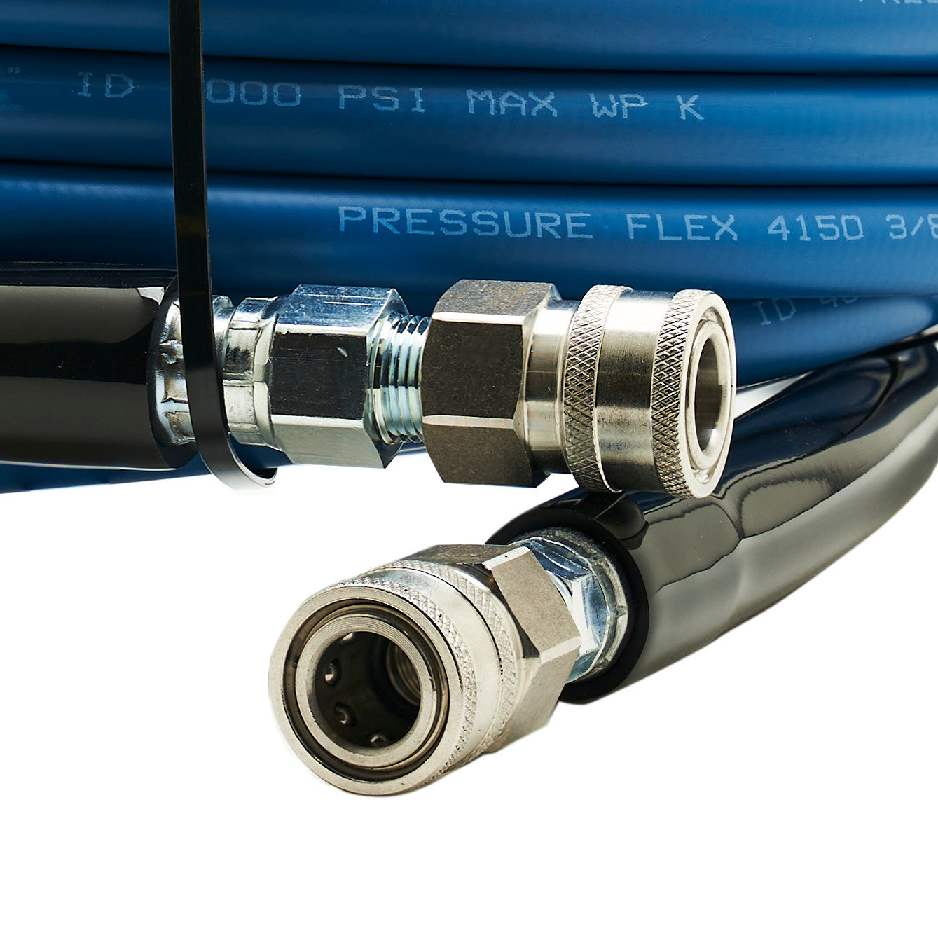 3/8" Kobrajet Smooth Blue Hose, 4300 PSI, 50 FT, Non-Marked, Stainless Steel Couplers.