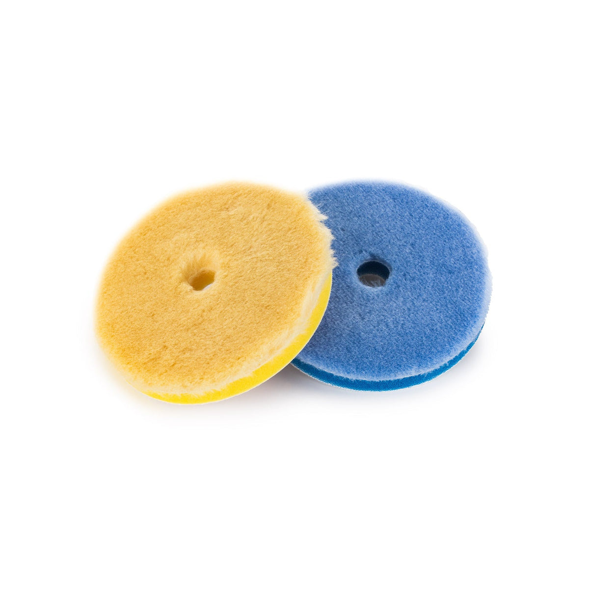 Rupes Da Microfiber blue and yellow on a white background.
