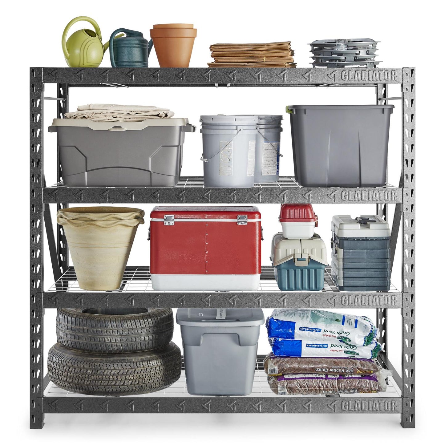 77" Wide Heavy Duty Rack with Four 24" Deep Shelves